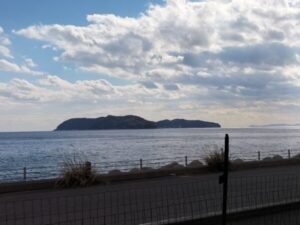 海岸から沼島を望む